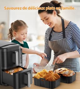 Ninja Heteluchtfriteuse, accessoires voor Ninja Double Stack XL SL400EU, 2 stuks siliconen inzetstukken, siliconen vorm voor AF300EU, AF400EU, AF451EU, Foodi Max AF500EU voor Dual Zone Air Fryer — thumbnail 6