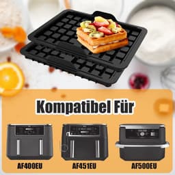 Ninja Accessoires voor heteluchtfriteuse, 2 stuks, Ninja Airfryer-accessoires met Ninja AF400EU, AF451EU, SL400EU en AF500DE, dubbele bakschaalinzet van siliconen, Belgisch wafelijzer, — thumbnail 3