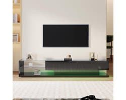 Stijlvolle TV-meubel 170 cm met LED-verlichting en Glazen Planken - Modern Design