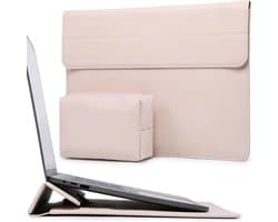 Laptop Sleeve 13,3–14 Inch met Standaard – Beschermhoes met Standfunctie – Geschikt voor MacBook, Surface, HP – Apricot