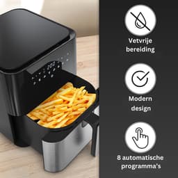 SNJY® Airfryer XXL - Airfryer Dubbel - Heteluchtfriteuse - Airfryer Dubbele Mand - 1450 Watt - Zwart/RVS — thumbnail 9