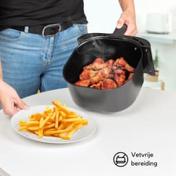 SNJY® Airfryer XXL - Airfryer Dubbel - Heteluchtfriteuse - Airfryer Dubbele Mand - 1450 Watt - Zwart/RVS — thumbnail 3