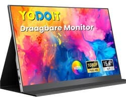 Draagbare Monitor 15,6 Inch Full HD | Portable Monitor met IPS Scherm & Ingebouwde Speakers – Draagbaar Scherm USB-C & HDMI | 1080P | Ultra Dun & Lichtgewicht | Voor Laptop, PC, PS5 & Xbox