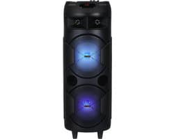 Housoutil Draagbare Speaker met Kleurrijke LED-verlichting - Zware Basis voor Sterk Geluid | Feest- & Karaokespeaker met Microfoonaansluiting, Compact en Makkelijk te Vervoeren