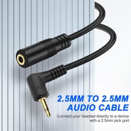 2.5mm TS Audio Verlengkabels (Recht & 90 Graden Hoek) - 1.8m - Geschikt voor Hoofdtelefoon, Camera en MP3 — thumbnail 2