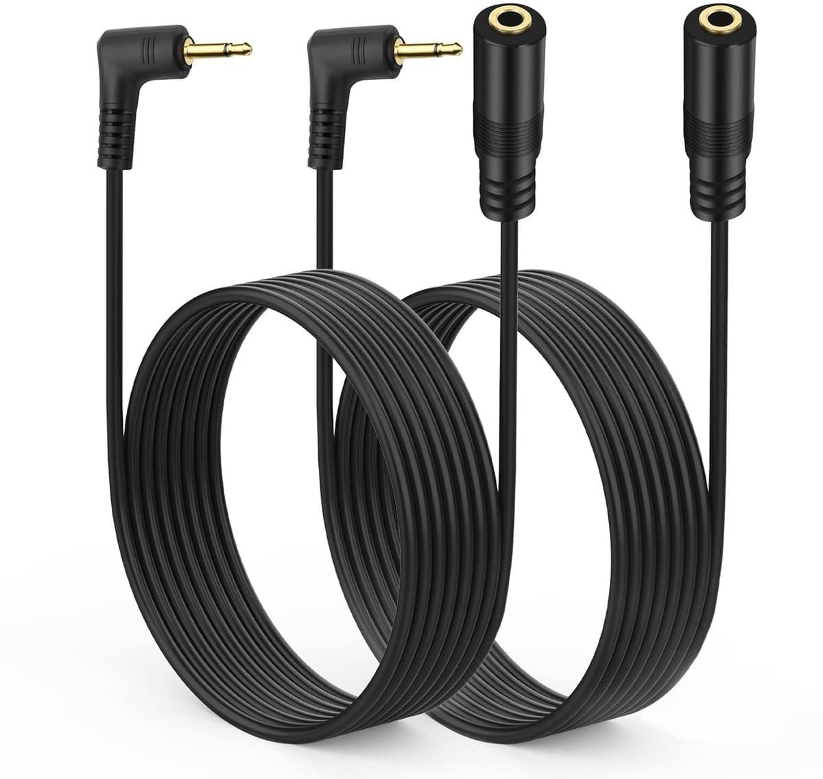 2.5mm TS Audio Verlengkabels (Recht & 90 Graden Hoek) - 1.8m - Geschikt voor Hoofdtelefoon, Camera en MP3 — afbeelding 1