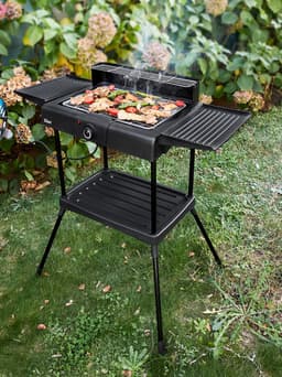 Zilan Staande Elektrische Barbecue – 2400W BBQ met Waterbak, Windscherm & 2 Zijtafels – In Hoogte Verstelbaar Grillrooster — thumbnail 5
