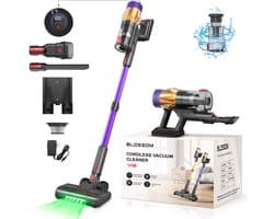 BLOSSOM Steelstofzuiger Draadloos V18 - 550W/50Kpa/60Min - Kruimeldief - Stofzuiger - Hepa - LED-Display - 3 Standen Zuigkracht - 1,5L - Voor Tapijten en Harde Vloere - Paars