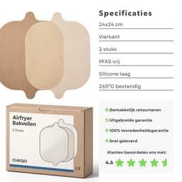 Cheqo® Airfryer Liners - Airfryer Liner - Airfryer Bakmat - Airfryer Mat - Airfryer Mandje Mat - Airfryer Anti Aanbak Mat - Herbruikbare Airfryer Liner - Airfryer Inzet Mat — thumbnail 6