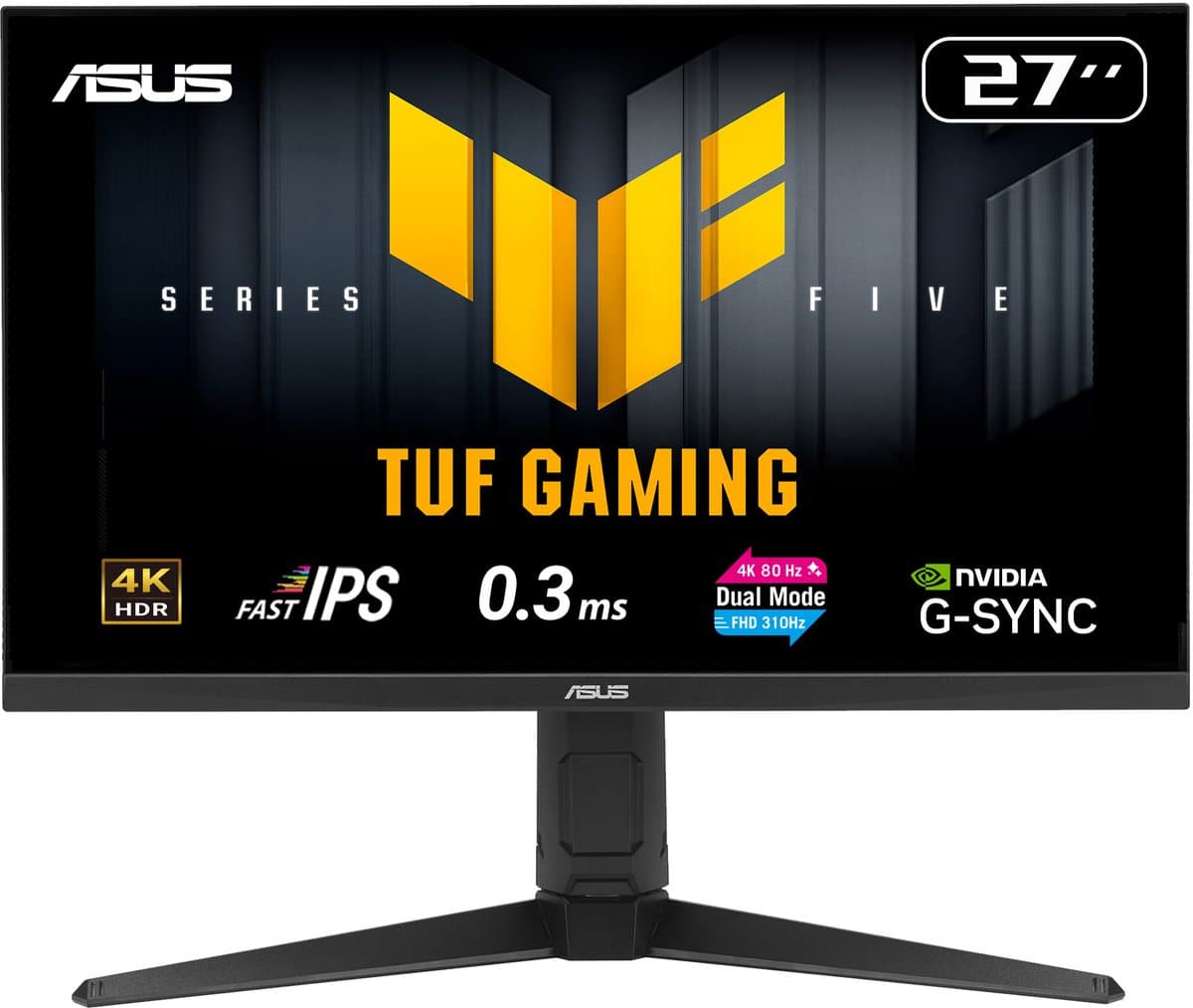 ASUS TUF Gaming VG27UQEL5A - 4K UHD Gaming Monitor - 4K 80Hz, FHD 310Hz Dual Mode - Stereo Speakers - 1ms - 27 inch — afbeelding 1