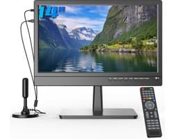 14 inch Full HD (1080P) Televisie met Freeview, Inclusief Antenne, Geschikt voor Camper, Auto en Keuken