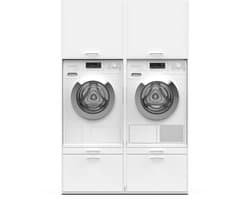 Washcab® Wasmachine Kast - Wasmachine Verhoger - Wasmachine Ombouw - Met lade - Wit - Duo Set High 1