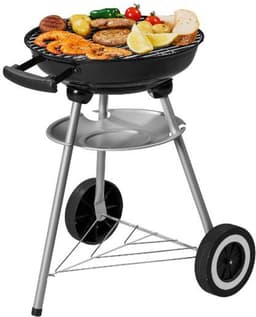Houtskool BBQ -Goliving Houtskool Barbecue - Ø34cm - Inclusief Accessoires - Houtskoolbarbecues op Wielen - BBQ met Deksel - Rond - - Zwart - Metaal — thumbnail 2