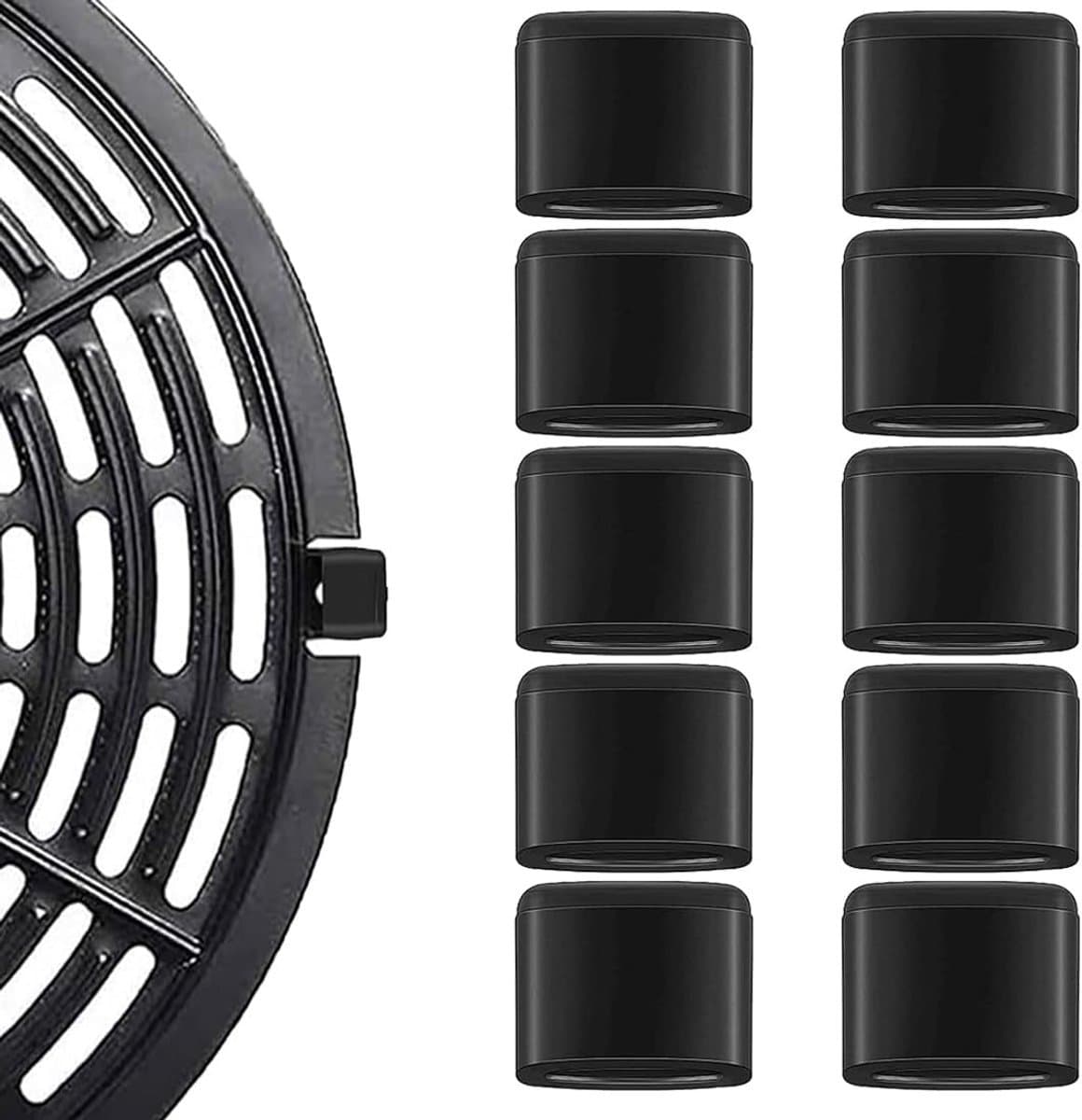 Verpakking Geschikt voor 100 hittebestendige siliconen bakmatjes Geschikt voor de airfryer, met voedselveilige rubberen antislipkussentjes, geschikt voor de Ninja AF101, AF161 en AF150AMZ airfryers. — afbeelding 1
