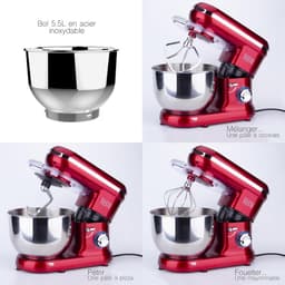 Krachtige 1500W Keukenmachine RVS Kom 5.5L - 6 Snelheden & 4 Accessoires — thumbnail 2