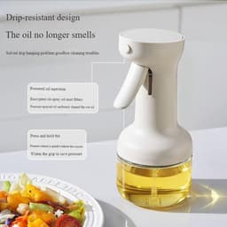Kookoliesprayfles - Glazen olijfoliesprayfles - Multifunctionele oliefles - Geschikt voor airfryers, picknicks in de buitenlucht en het sprayen van sauzen - Geschikt voor grillen, bakken en koken - 280 ml — thumbnail 2