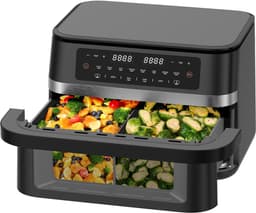 Airfryer – Heteluchtfriteuse – Digitale Friteuse – Gezond Koken – XXL 11L – 2950W Vermogen – Dual-Zone Met Verwijderbare Divider — thumbnail 2