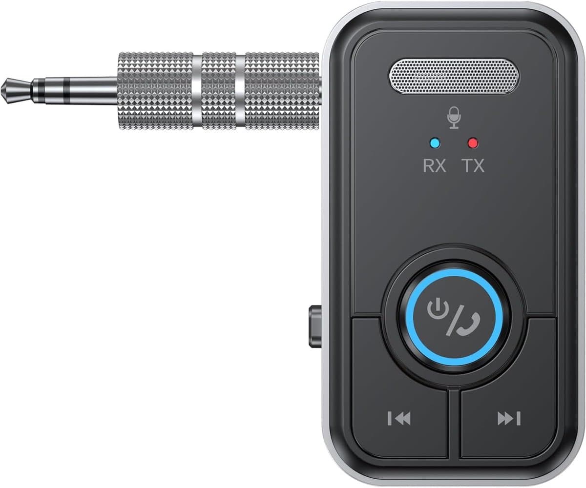 Bluetooth 5.3 Audio Adapter - Ontvanger & Zender 2-in-1 - 3.5mm Jack AUX - Draadloos geschikt voor Auto, TV, Hoofdtelefoon & Speaker - Zwart - Compact — afbeelding 1