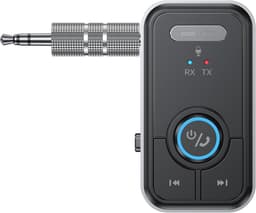Bluetooth 5.3 Audio Adapter - Ontvanger & Zender 2-in-1 - 3.5mm Jack AUX - Draadloos geschikt voor Auto, TV, Hoofdtelefoon & Speaker - Zwart - Compact — thumbnail 1
