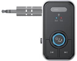 Bluetooth 5.3 Audio Adapter - Ontvanger & Zender 2-in-1 - 3.5mm Jack AUX - Draadloos geschikt voor Auto, TV, Hoofdtelefoon & Speaker - Zwart - Compact