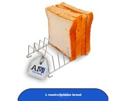 1 roestvrijstalen brood- en toastrekje, bakt meerdere sneetjes tegelijk - accessoire voor airfryer - vaatwasserbestendig, duurzaam & roestvrij - ideaal voor toast, wafels en opbergen van bestek - geschikt voor keuken en camping - keukenmusthave