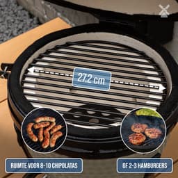 BluMill Kamado BBQ Egg - Kamado 13 Inch - Houtskoolbarbecues - Beige - Ø 27 cm - Houtskoolbarbecue Met Thermometer — thumbnail 2