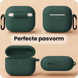 Hoesje - Geschikt voor Apple Airpods Pro 3 - Siliconen Hoes met Clip - Silicone Case Cover - Donkergroen — thumbnail 3