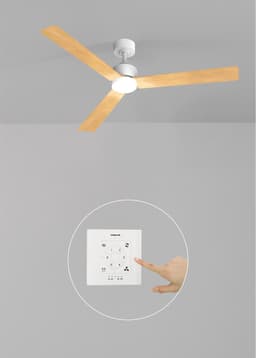 CREATE - Stille plafondventilator 40W met licht - Wit / Licht hout - Ø152cm - Controller voor wandmontage + afstandsbediening - WIND MODERN — thumbnail 5