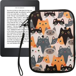 kwmobile Universele Cover voor eReader - Neopreen hoesje Katten design oranje / zwart / wit - 17 x 12 x 2 cm — thumbnail 5