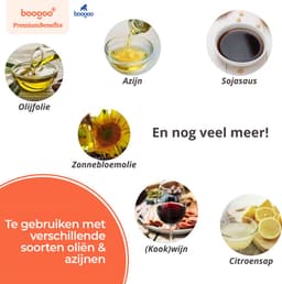 BooGoo® Olijfolie Sprayer Premium Design - RVS & Glas - 100ml - Inclusief Ebook & Accessoires - Oliefles voor Airfryer, BBQ & Bakken — thumbnail 6