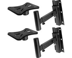 Pyle Muurbeugel voor Luidsprekers – Universeel Dubbel, 32 cm van de Muur, 90°-30° Kantel- en Rotatiehoek, Verstelbaar met Stalen Veiligheidspen (Set)