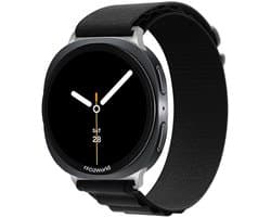 Stravo Alpine Loop Nylon Bandje - Geschikt voor Samsung Galaxy Watch 8 (40/44mm) / 8 Classic (46mm) - Zwart - Sportief Horlogeband met 6-Haak Sluiting voor Samsung smartwatch