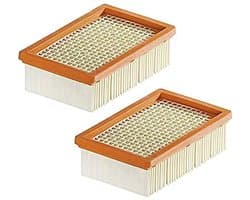 Verpakking van 2 vervangende filters voor Kärcher WD4 WD5 WD6 MV4 MV5 MV6 stofzuiger- geplooid en plat