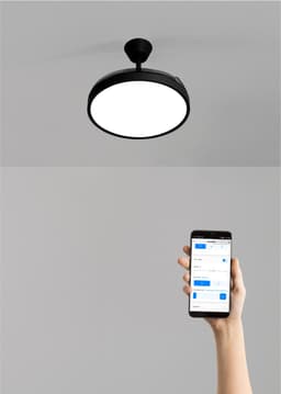 CREATE - Plafondventilator 40W stil met intrekbare bladen met licht - Ø91cm - Zwart - WIFI + fstandsbediening - WIND CLEAR STUDIO — thumbnail 5