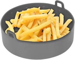 Air Fryer Silicone Pot - Airfryer Pan Liners - Herbruikbare Heteluchtfriteuse Mand - Rond Opvouwbare Tray Rack Accessoires - Voor Air Fryers, Magnetron, Oven - Grijs