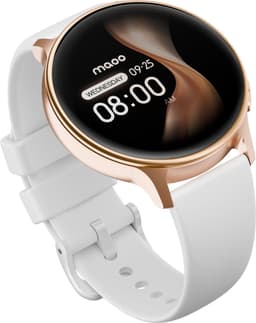 Maoo Ventura 2 - GPS Smartwatch Dames - AMOLED - Siliconen, Leren en Sportbandje - Stappenteller - Hartslagmeter - Slaapmonitor - Belfunctie - AOD - Multisport - Geschikt voor Android en iOS - Rosé Goud en Wit — thumbnail 3