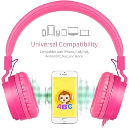 iPad Koptelefoon Kinderen - Hoofdtelefoon Kids Verstelbaar - On-Ear Volumebegrenzing - Roze — thumbnail 3