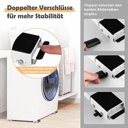 Set van 2 wasmachine-onderstellen met wielen, 300 kg draagkracht, meubelroller met remmen, ideaal voor vervoer van wasmachine, koelkast, droger, vaatwasser en meer — thumbnail 4