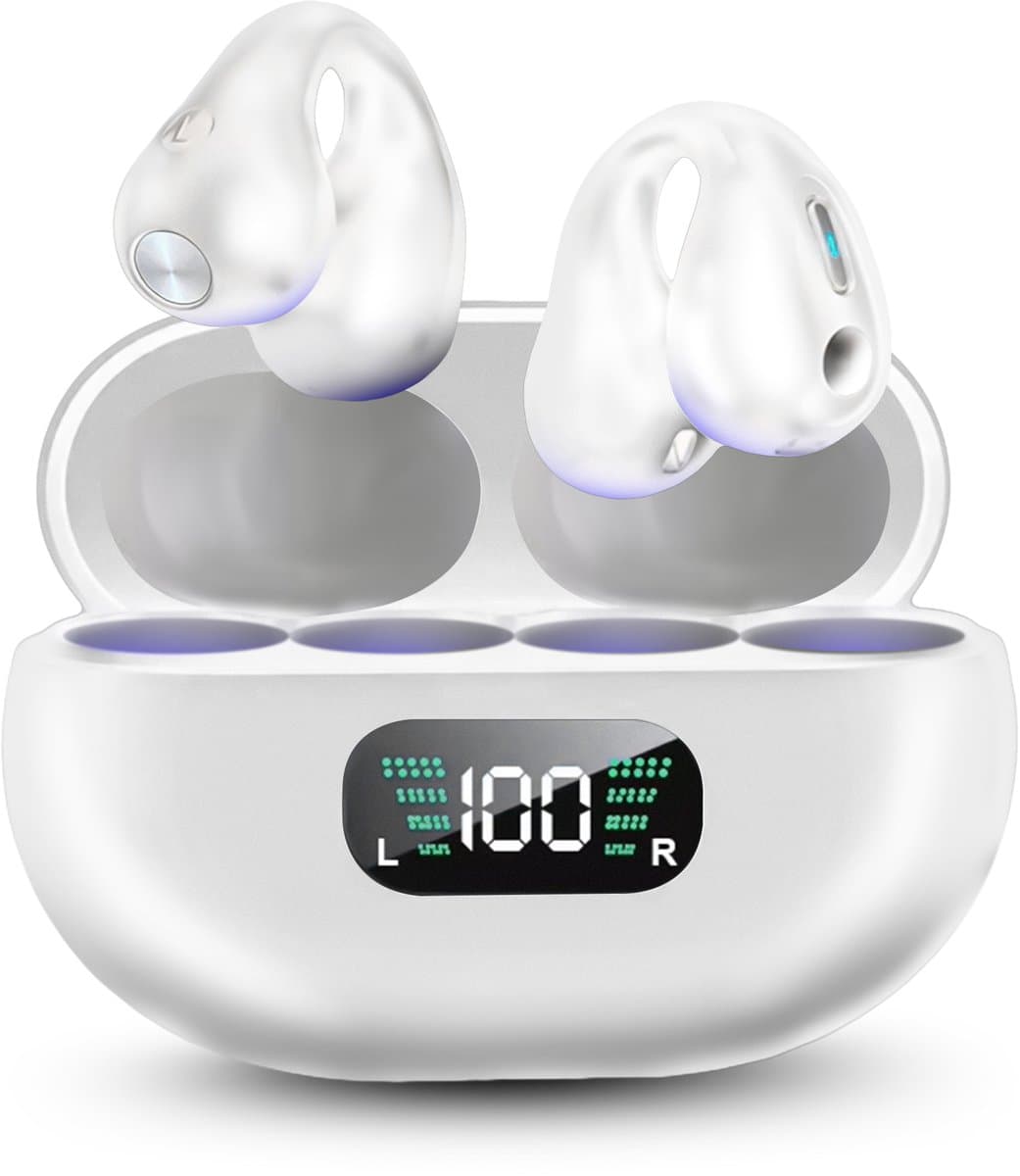 Auralis Halo Open-Ear Oortjes voor Sport – Bone Conduction Headphone - Draadloze Koptelefoon met Microfoon - Oordopjes Draadloos met Microfoon voor Hardlopen & Fitness - Wit — afbeelding 1