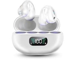 Auralis Halo Open-Ear Oortjes voor Sport – Bone Conduction Headphone - Draadloze Koptelefoon met Microfoon - Oordopjes Draadloos met Microfoon voor Hardlopen & Fitness - Wit