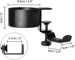 2-in-1 Koptelefoon Houder en bekerhoudertafel - Headset Haak - Hoofdtelefoon Hanger - Bureau - Metaal - Zwart — thumbnail 5