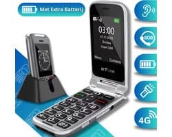 Senioren Telefoon met Extra Batterij - Simlock vrij - Klap GSM - Dubbel Klapbaar scherm