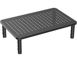 TOVBMUP Monitorstandaard - Monitorlift - 3 hoogteverstelbaar - Schermlift - Geroosterd platform voor laptops, computers, pc's, printers, projectoren - Maximaal gewicht 20 kg - Zwart