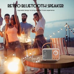 Verbeterde retro Bluetooth-luidspreker, vintage radio met ouderwetse klassieke stijl, Bluetooth 5.1 draadloze verbinding, ondersteuning TF-kaart, U-schijf en AUX-audio-ingang (oranje) — thumbnail 2