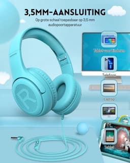 StayPowered Kinderheadset - Veilige, Comfortabele en Duurzame Hoofdtelefoon met Volumebegrenzing! - Compact Design - Hoogwaardige Geluid - HD Microfoon - Ingebouwde Volumebegrenzer - Opvouwbaar - Blauw- Levering Sneller dan Aangegeven! — thumbnail 2