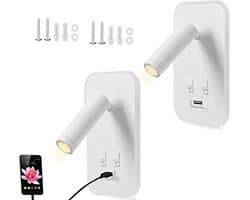 Bedleeslamp met USB-oplaadpoort - Draaibare Wandlamp voor Leeslicht en Wandverlichting