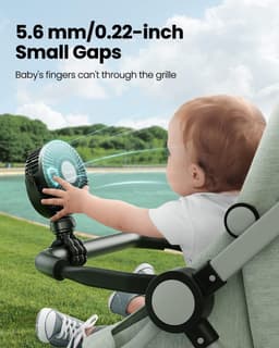 Draagbare Mini Ventilator voor Kinderen, Oplaadbare Clip-On Ventilator met 3 Snelheden en 360° Rotatie — thumbnail 2