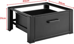 Livista Wasmachine onderkast met lades - Wasmachine kast - Opbergkast - Wasmachine onderkast - 63x54x31 cm - Zwart — thumbnail 4