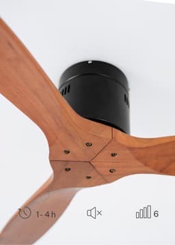 CREATE - Plafondventilator 40W silent 100% hout (Ø132cm) (ruimtes 10m²-25m²) - Zwart / Donker hout - Geen licht - Afstandsbediening - WIND CALM NATURAL WOOD — thumbnail 3