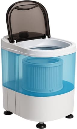 Vonia Mini Wasmachine - Kleine wasmachine - Met centrifuge en bovenlader - Wascapaciteit 2,6 kg - Energiezuinig - Wit/Blauw — thumbnail 1